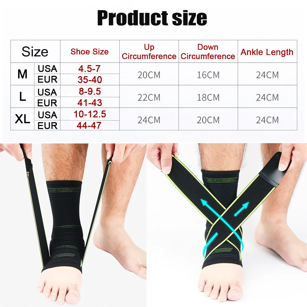 

Sports Compression Ankle Support Brace Elastic Ankle Wraps Prevent Sprains for Basketball Football Volleyball Cycling Running