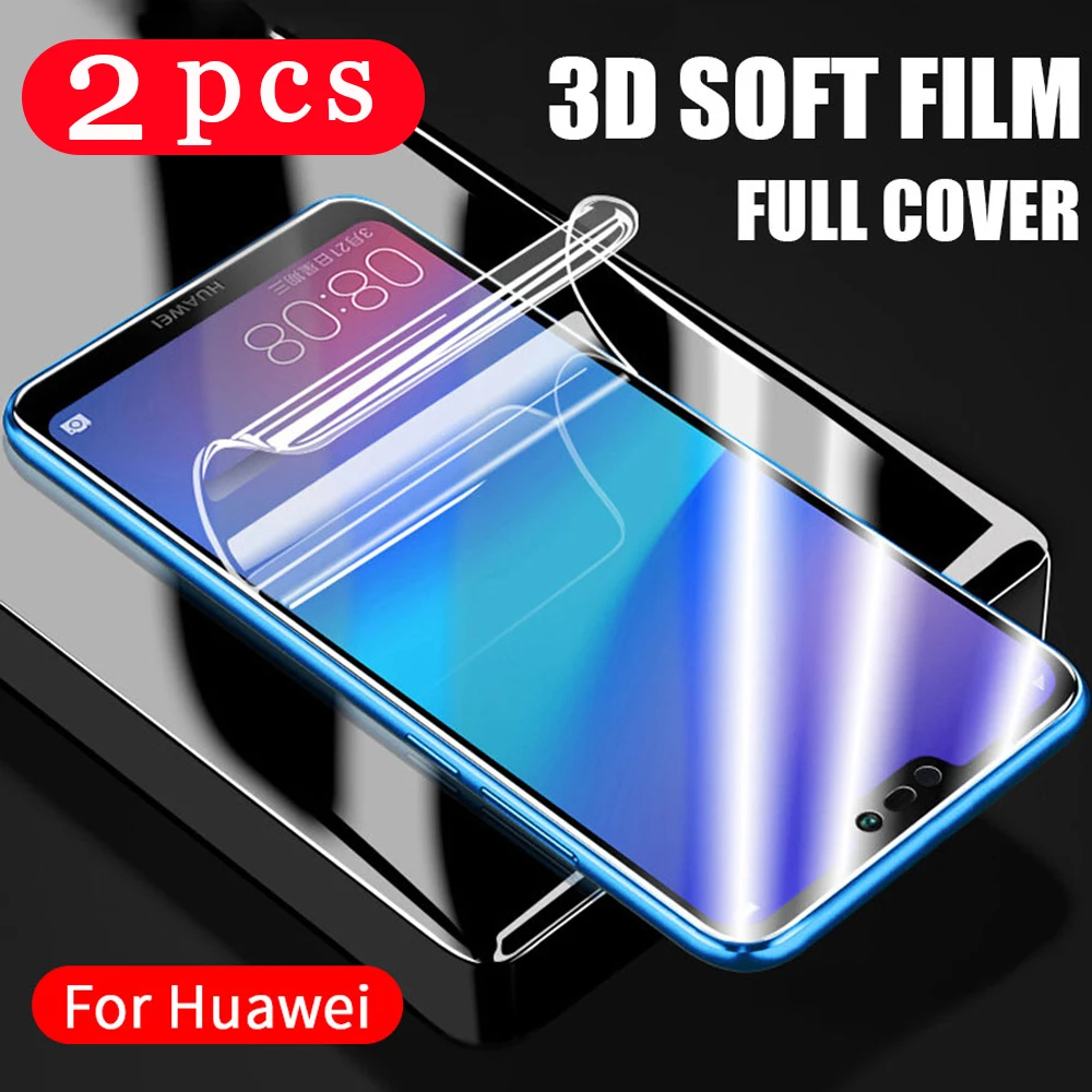 

2Pcs soft full cover hydrogel film for huawei y9s y9 prime 2019 y9 2018 phone screen protector Not Glass protective film