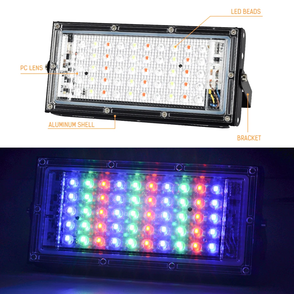 RGB-прожектор с дистанционным управлением 220 В 50 Вт IP65 | Освещение