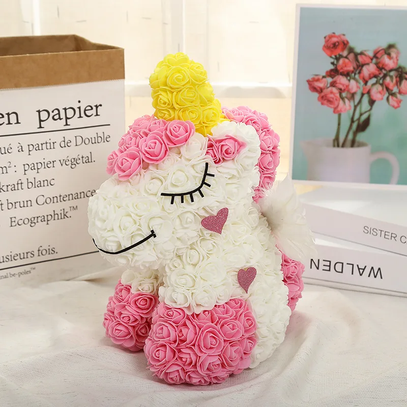 Рождественский подарок Креативный Розовый Единорог пенопластовый цветок для