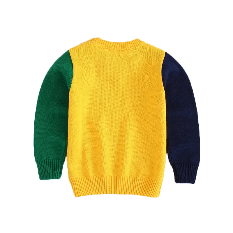 Милый свитер для маленьких мальчиков Цвет Хит Вязаный топ с вышитыми большими