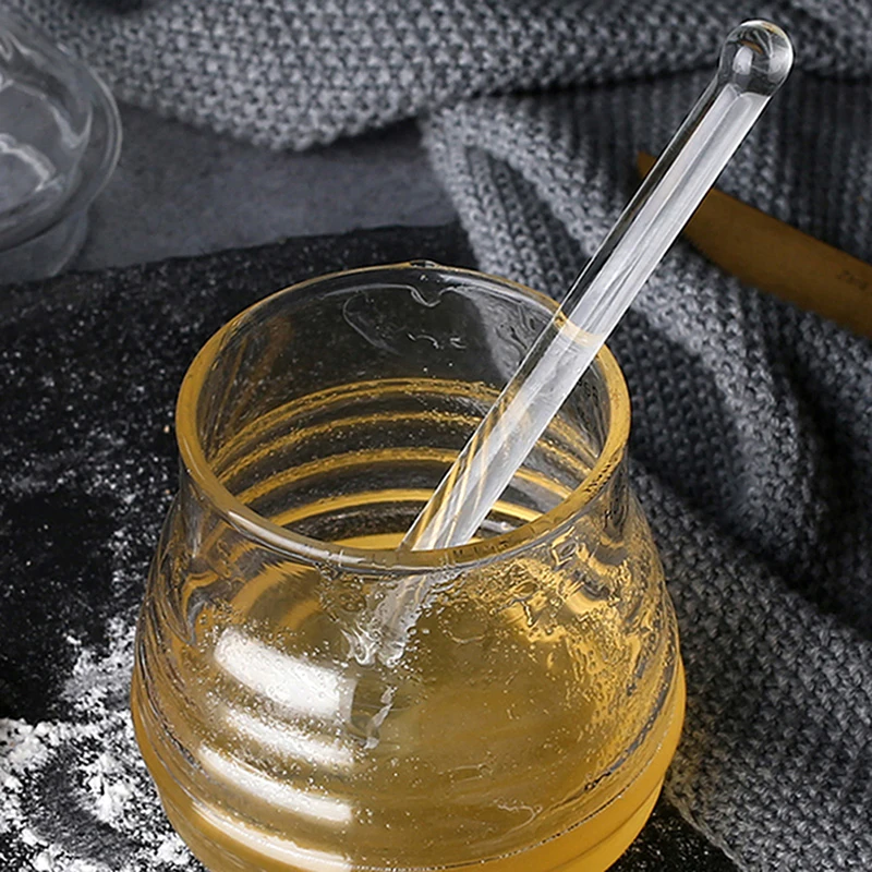 

CreativeTransparent Glass Stirring Rods Glass Honey Spoon Long Handle Kitchen Dipper Stick Durable Safe Tool 1pcs