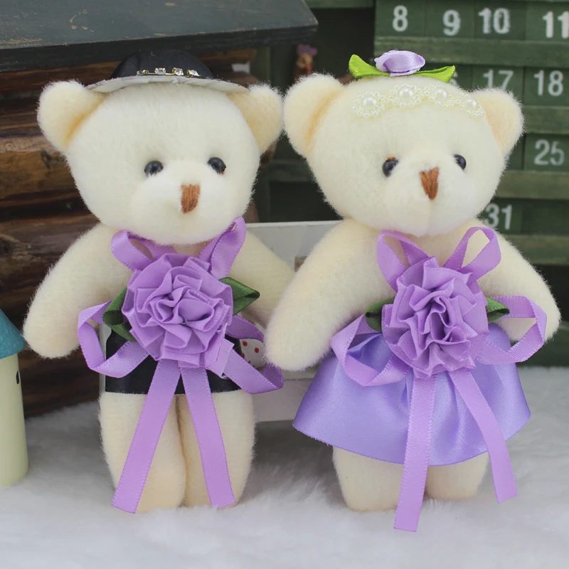 

2pcs/Pair 12cm Lovely Stuffed Dolls Couple Bear Wedding Teddy Bear Plush Toys Wedding Gift New Year Christmas Gift Bride & Groom