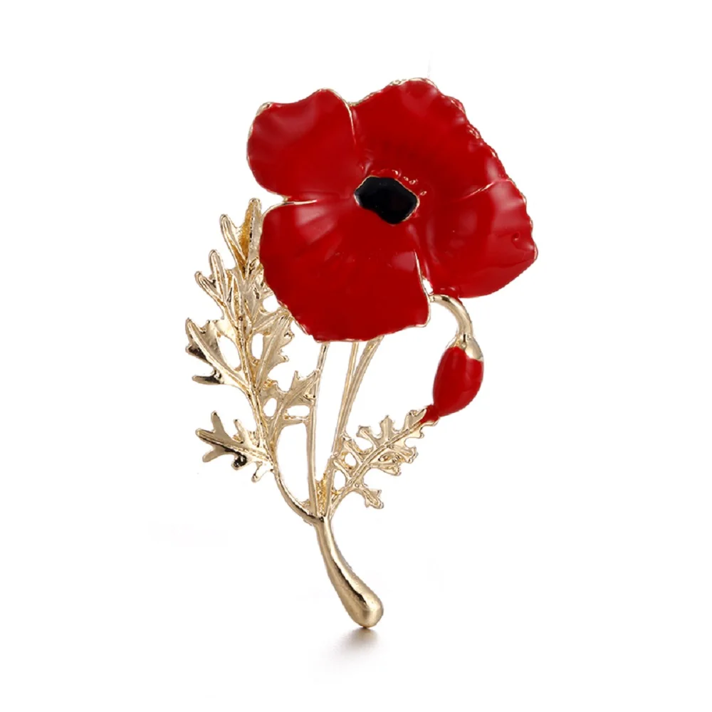 

Cute Enamel Red Poppy Brooches On Clothes Flower Pin Fashion Jewelry Brooches Wedding Memorial