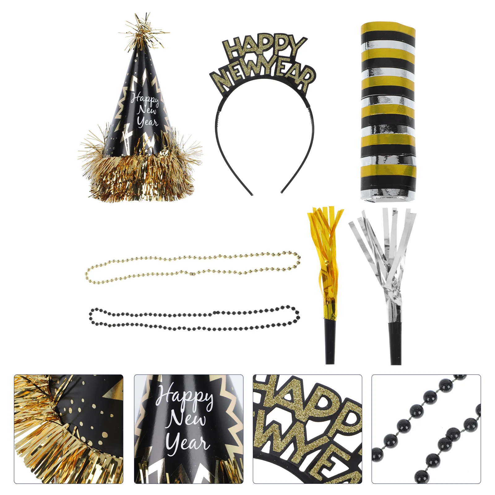 

1 Set New Year Props Bead Chains Headdress Hats Blowout Props Decorative Ribbons