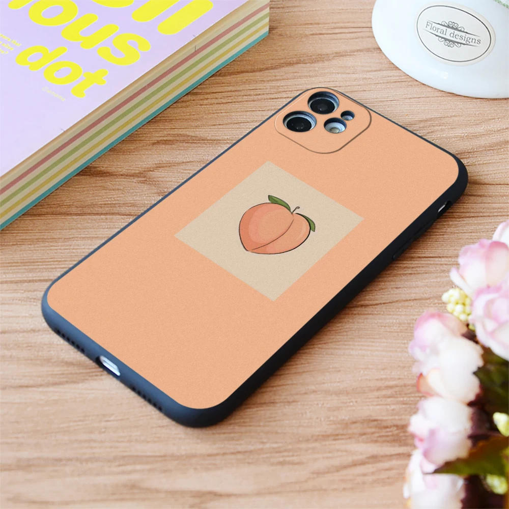 

For iPhone Aesthetic Peach Print Soft Matt Apple iPhone Case 6 7 8 11 12 Plus Pro X XR XS MAX SE