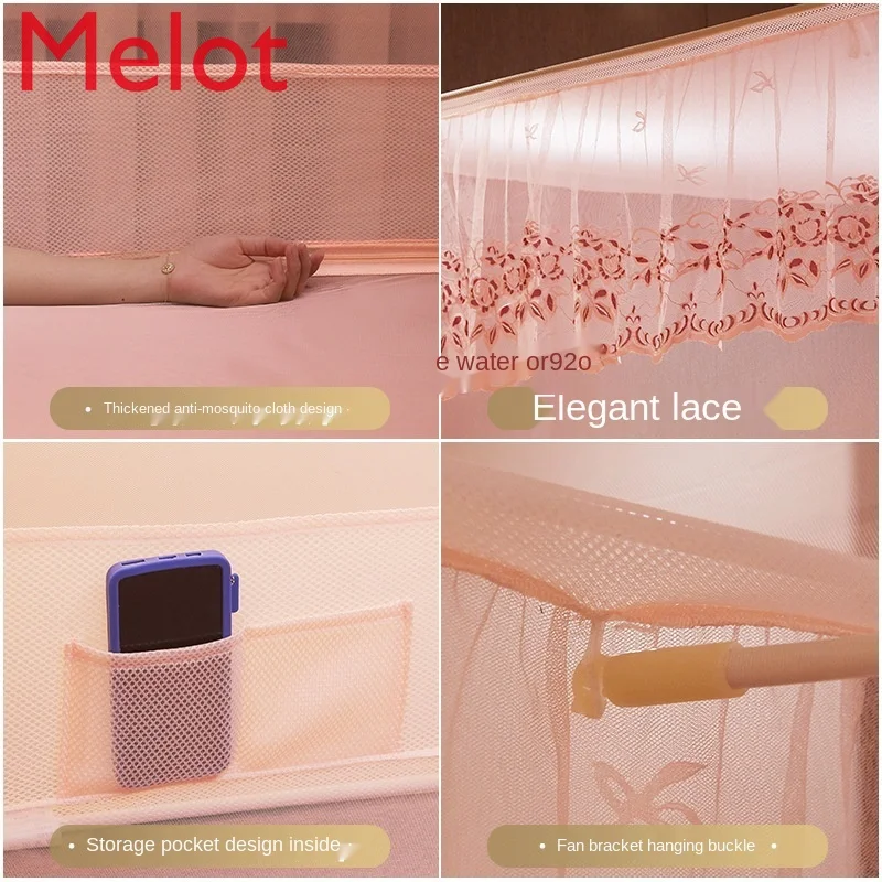 

High-End Luxury New Mosquito Net Zipper Mongolian Bag Princess Style Double Home Children's Drop-Resistant Bracket Mosquito Net