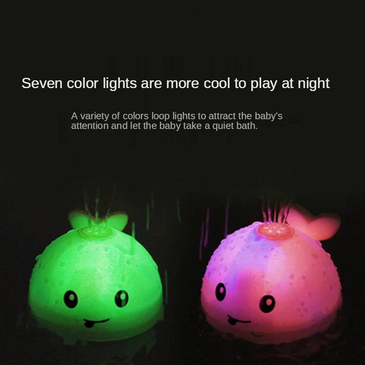 Colorful Lights Baby Light Up Bath Tub Toys Whale Induction Water Sprinkler Music Pool Toys for Toddlers Infants Kids