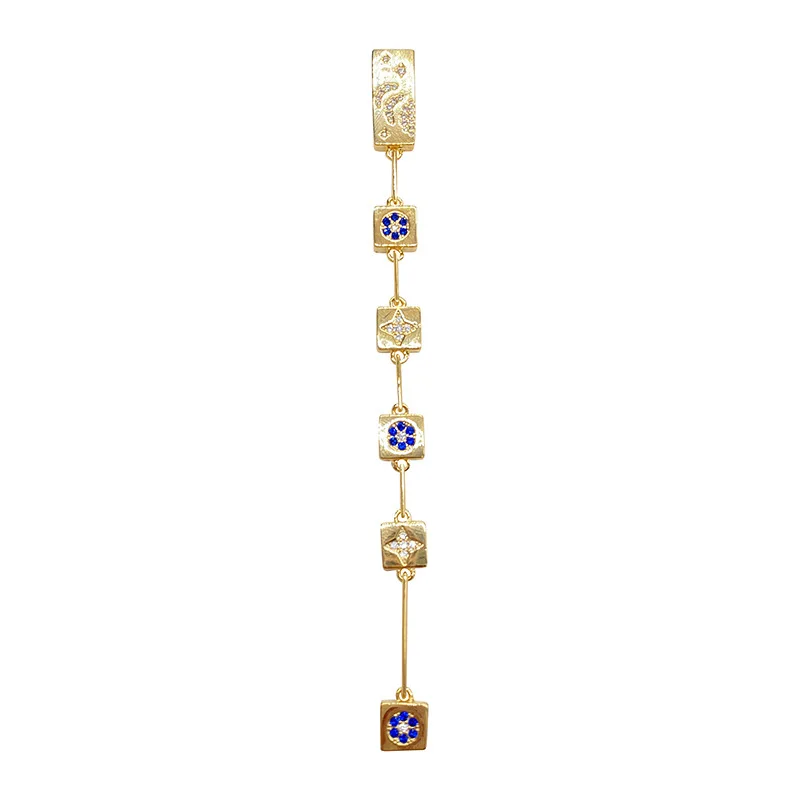 

Geometric square sieve Dream Star Moon Earrings elegant European and American super long single earrings for women