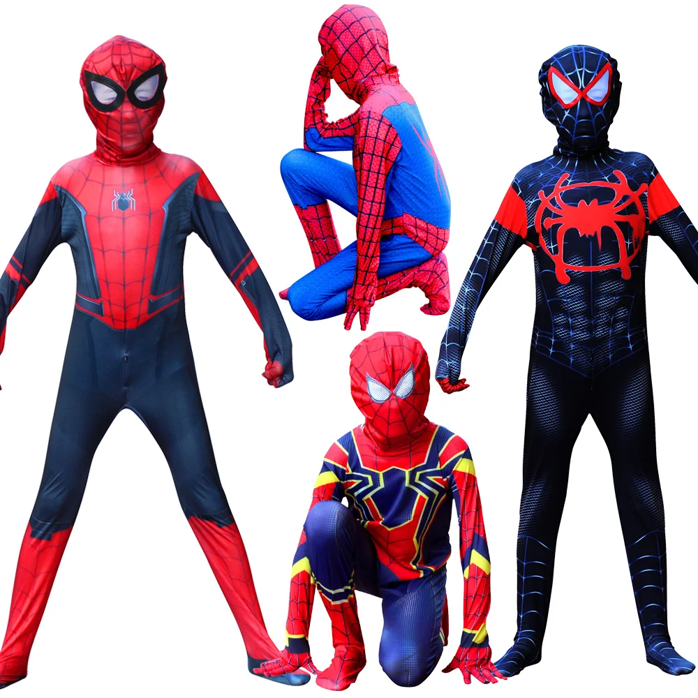 

Halloween Red And Black Birthday Spiderboy Costume Adult Suit Jumpsuits Child Cosplay With Zipper Party Kid Hot Selling