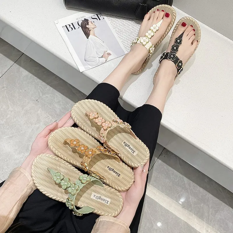 

Summer Flax Slippers Women Flip Flop Casual Linen Slides Multi-style Non-slip EVA Home Slippers Indoor Shoes Female Sandals