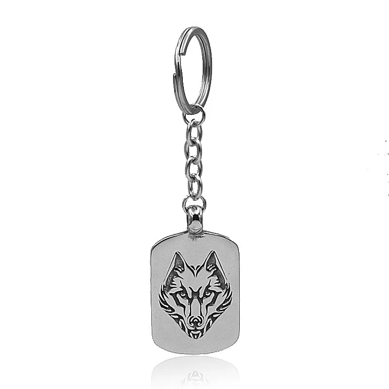 

Fashion Stainless steel Keychain 3D grassland Animal Wolf / lion pendant Keychain Car Pendant Jewelry Gift Accessories