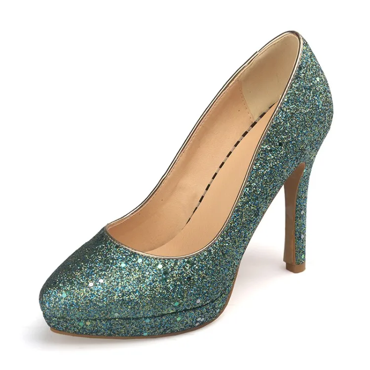 

Женские туфли на высоком каблуке, с блестками