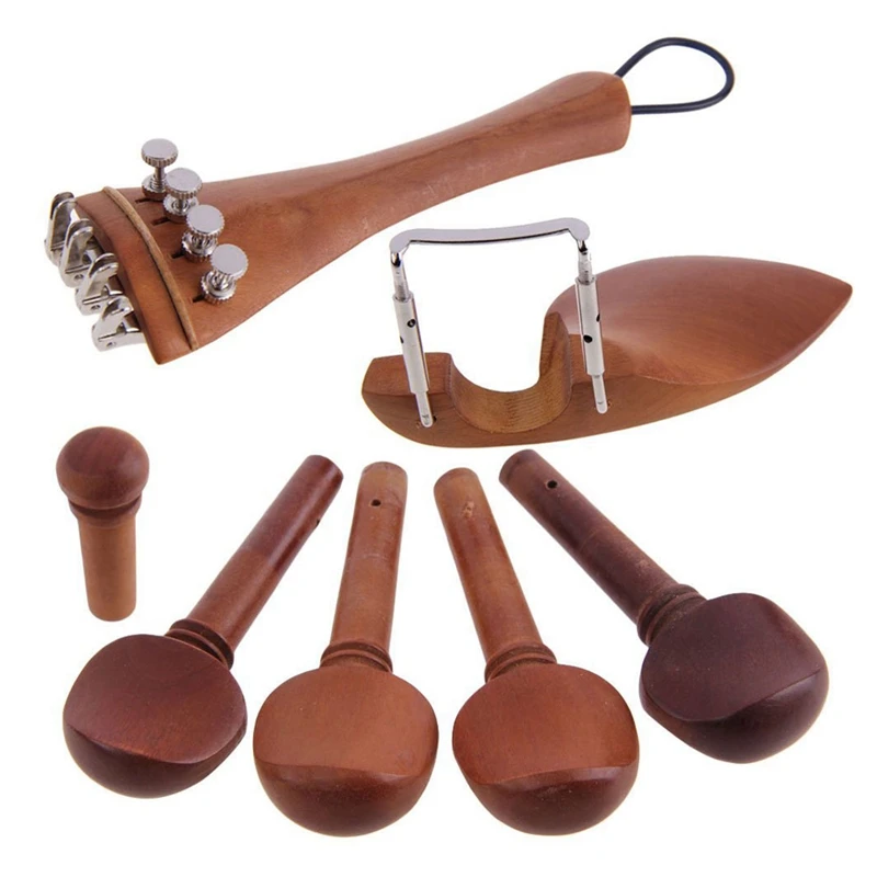 

A Natural Jujube wood 4/4 violin Parts accessories Set of Fine-Tuning, Chinrest Chin Rest, Strings, Tail Nail, Tail Rope, Screw,