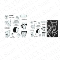 animals pattern metal cutting dies and clear stamps set for diary craft making greeting card decoration scrapbooking new arrival