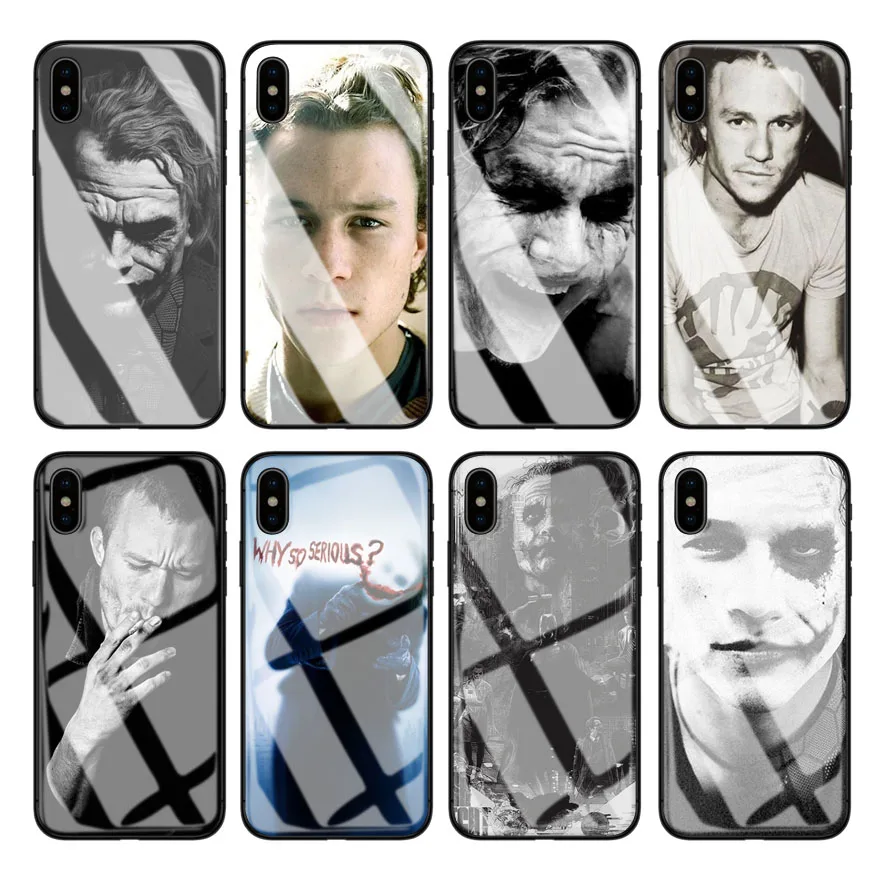 OUTMIX Хит Леджер Джокер Бэтмен закаленное стекло чехол для телефона Capa iPhone 7 8 6 6S Plus