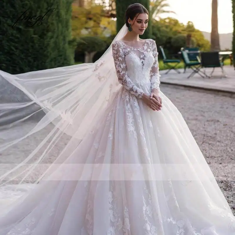

Vestido De Novia сексуальное иллюзионное свадебное платье с длинным рукавом 2019 с глубоким вырезом и кружевной аппликацией винтажные свадебные пла...
