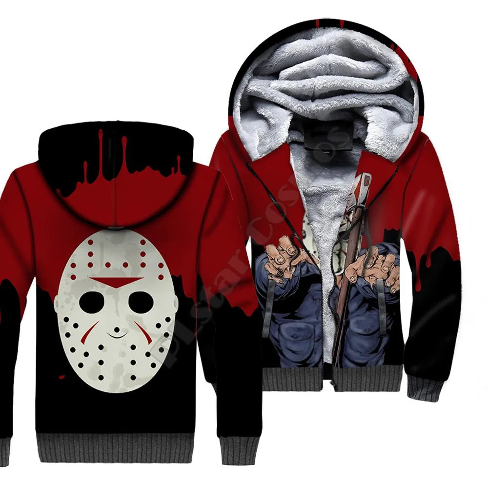 

Michael Myers 3D printed Fleece zipper Hoodies Men Women Winter Warm double plus velvet jacket cosplay costumes 04