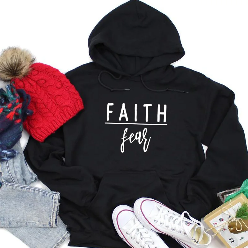 Faith Over Fear Христианские толстовки с капюшоном Jesus Inspiration наряды для женщин Hope Religion
