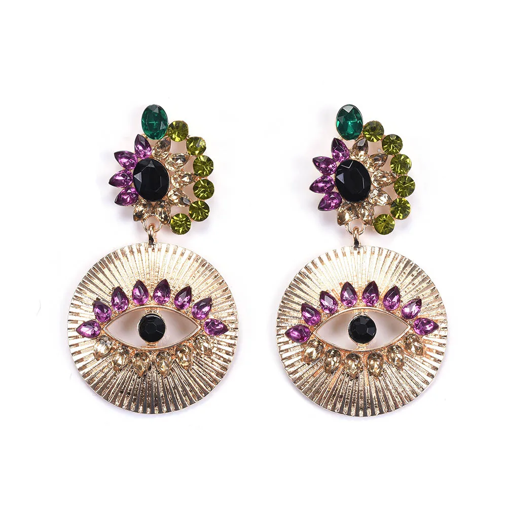 Креативные глаза дизайн Висячие серьги Роскошные хрустальные горный хрусталь