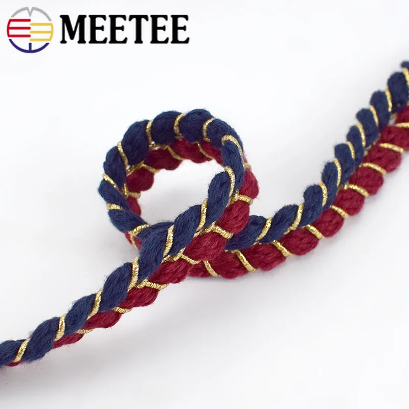 Meetee 9yards 1.5cm Cotton Braid Webbing Ribbon Twisted Rope DIY Scarf Jewelry Apparel Home Crafts Sewing Accessories Lace BD294 | Дом и сад
