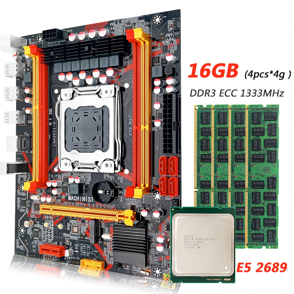 Kit de placa base MACHINIST X79 con XEON E5 2689, CPU de 16GB(4 piezas x 4g), DDR3 1333, Memoria ECC, conjunto combinado de NVME M.2, doble canal de RAM