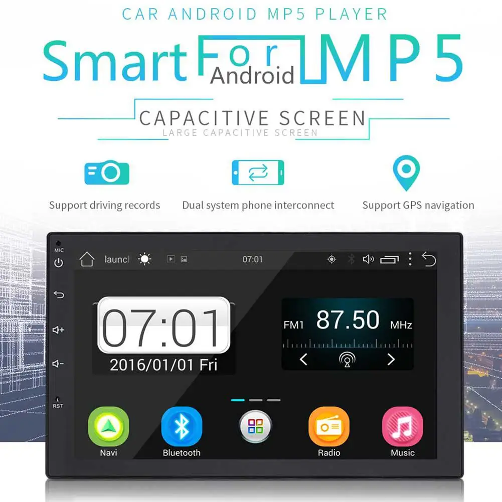 2 Din автомобильное радио для Android 7 &quotMP5 плеер сенсорный экран GPS навигация