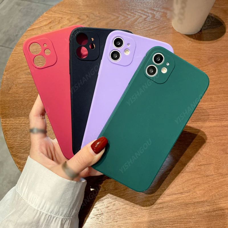 Чехол для iPhone 13 противоударный мягкий силиконовый Квадратный чехол 11 12 Pro XS Max XR X 10
