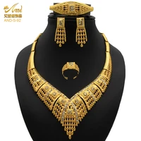 aniid jewelery set nigeria wedding jewelry big necklace for wedding party 24kgold plating oval earrings bracelet dubai ethiopian