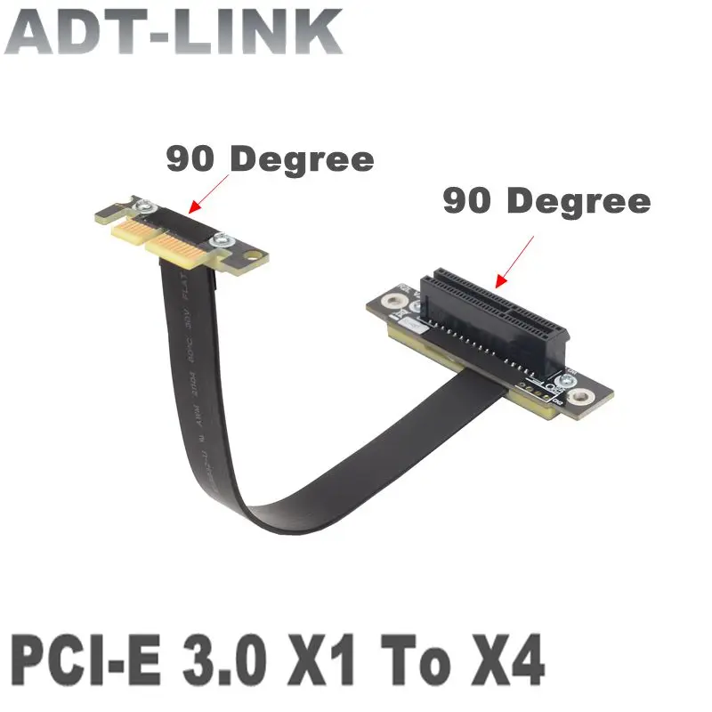 

PCIe 3,0 удлинитель адаптер перемычка для аудио беспроводной LAN USB карта Pci-e 1x до 4x плоский Удлинительный кабель двойной 90-градусный угловой пер...