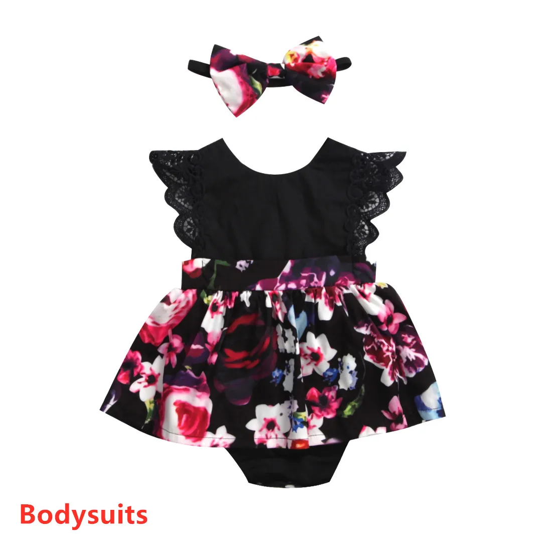 

2018 Newborn Baby Infant Girl Romper Tutu Dress Headband Floral Outfits Party Dress