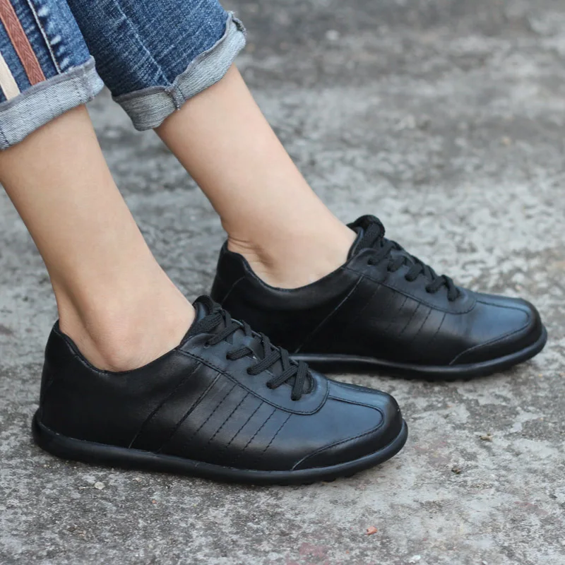 Туфли женские из 100% натуральной кожи плоская подошва на шнуровке Мокасины