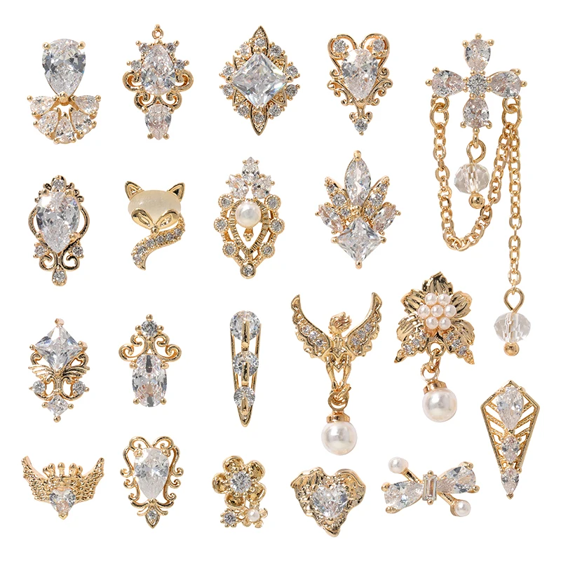 

HNUIX 2pc 3D metal Zircon Nail art jewelry japanese nail decorations top quality zircon crystal manicure zircon diamond charms
