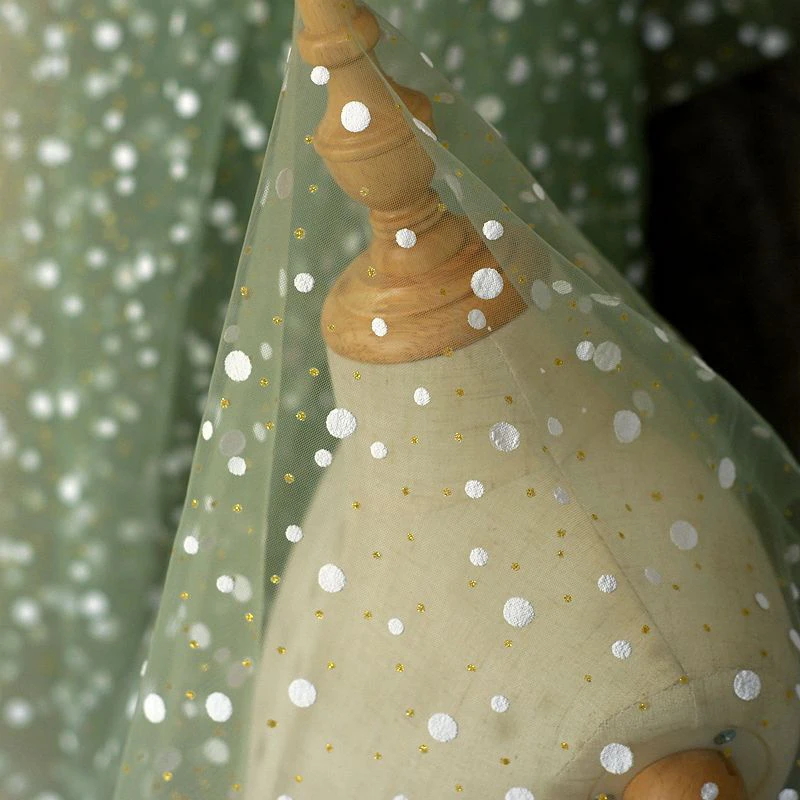 Сетчатая Тюлевая ткань в горошек с золотым принтом высококачественное свадебное