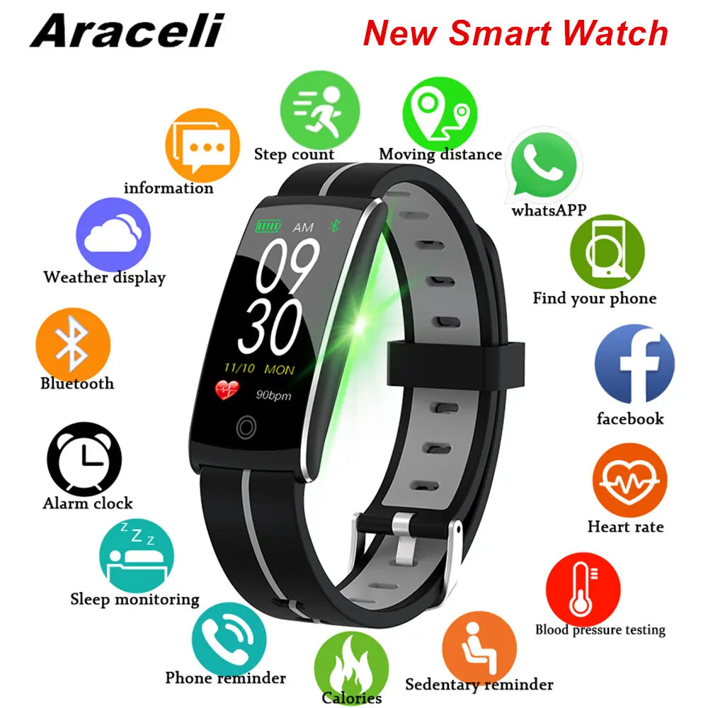 Спортивные водонепроницаемые Смарт часы с цветным Bluetooth фитнес трекером