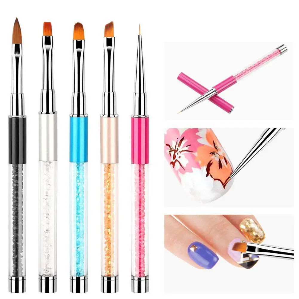

5pcs Nail Gel Brush Set For UV Gel And Acrylic Fingernails Nail Art Painting Drawing Brush Nail Art Tools Accessories