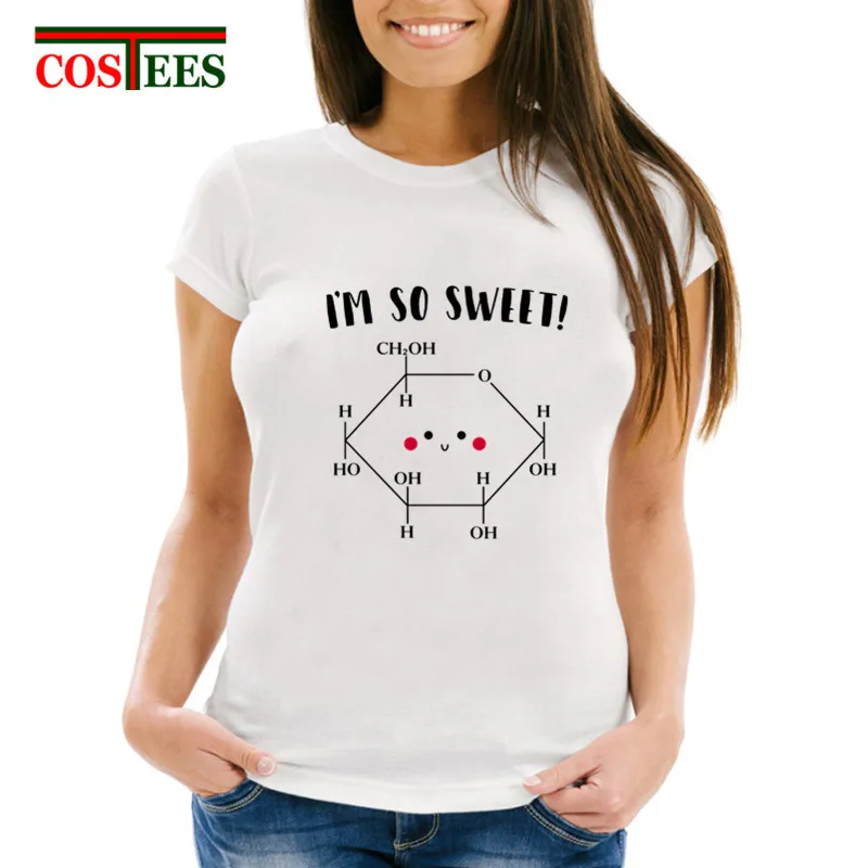 2020 Новое поступление милые дизайн науки глюкозы химическая формула Футболка с