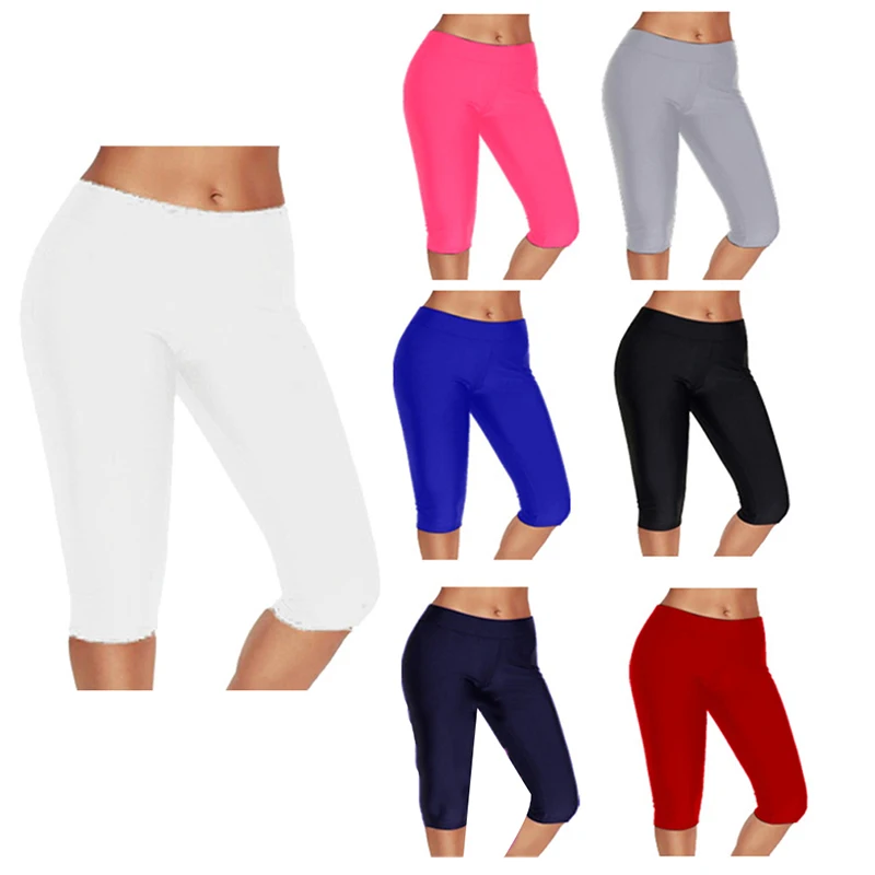 

Hot Slim Running Fitness Leggings Women Breathable Anti-Vibration Slim Workout Summer Sports Pants Knee Length Capris Leggings