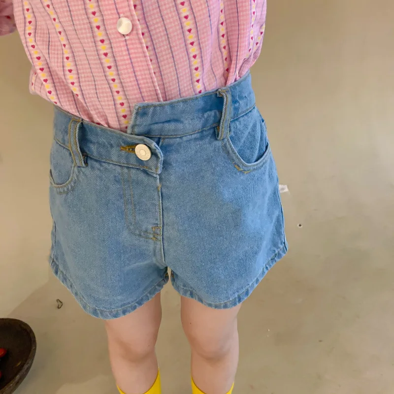 

2021 Summer New Kids Pants Korean Solid Denim Casual Cute Children Shorts