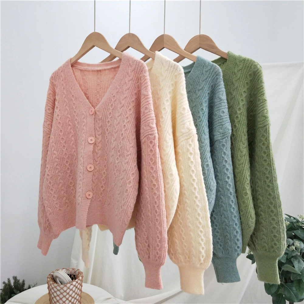 Werynica New autumn women cardigan 2019 Korean female knit sweater coat short soft knitted jacket 4 color |