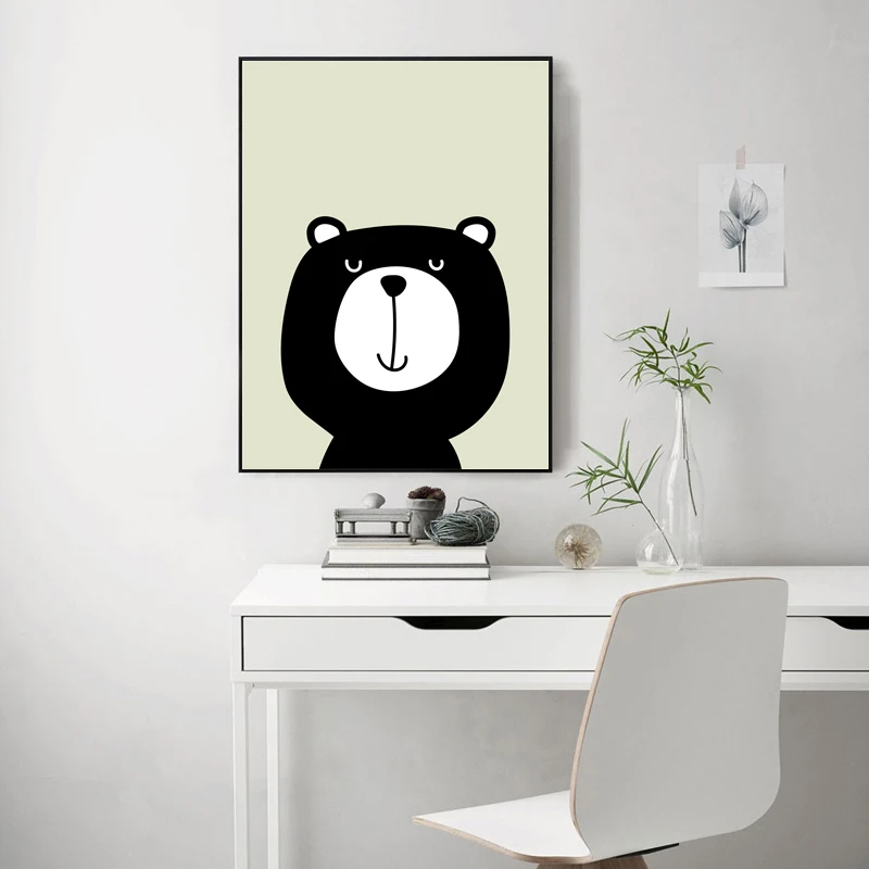 Животная живопись на холсте мультфильмы Медведь Кролик олень скандинавский