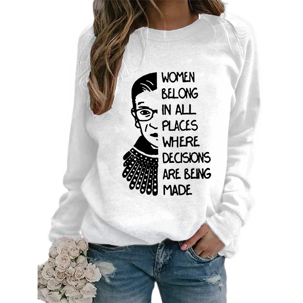 

Carney dress women's sweater RBG U.S. chief justice pattern letter printed round neck long sleeve sweater