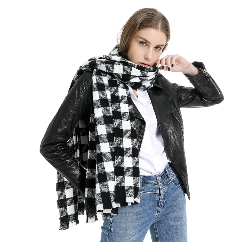 Женский шарф в клетку FS длинный кашемировый британском стиле зимний 2019 |