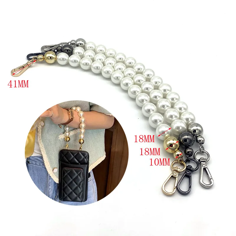

Bag Accessories 18mm Imitation Pearl Chain Metal Chain for Clutch Strap Fashion DIY handbag Handles Decoration Shoulder Strap