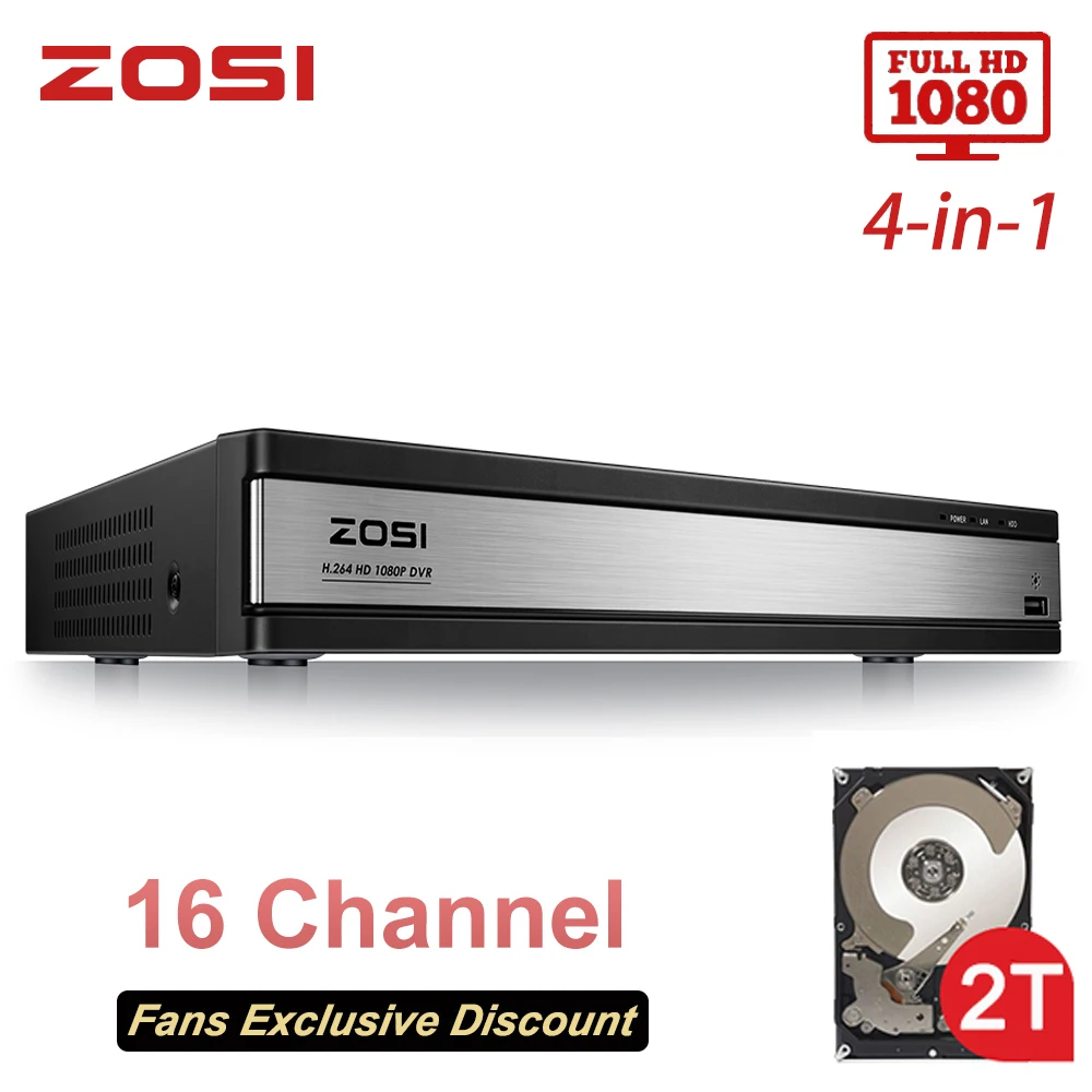 ZOSI для 16ти-канального видеорегистратора 4 в 1 TVI AHD CVBS CVI 1080P CCTV Видео Авто Регистраторы материнская плата Автомобильный видео регистратор для видео наблюдения Системы DVR Kit