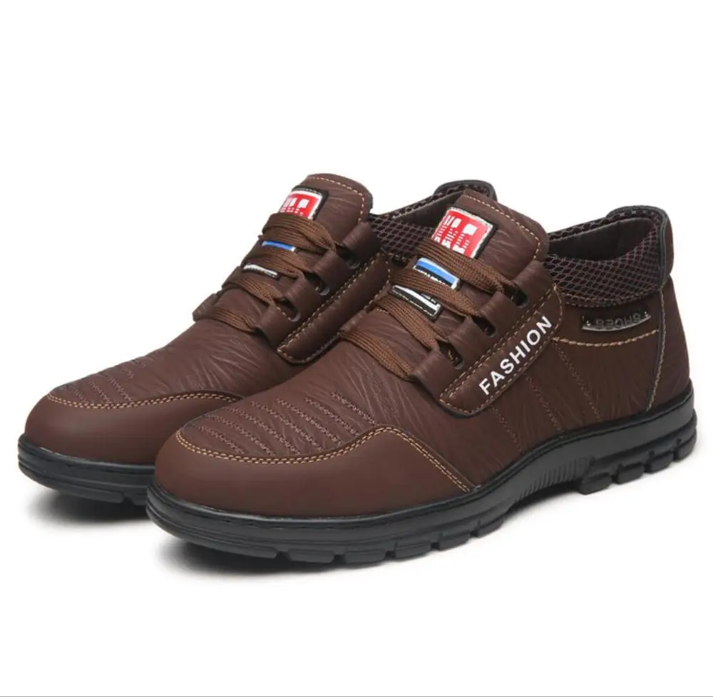 

Лидер продаж; Обувь из натуральной кожи; Мужские удобные кроссовки из воловьей кожи; Мужские водонепроницаемые Нескользящие уличные зимние...