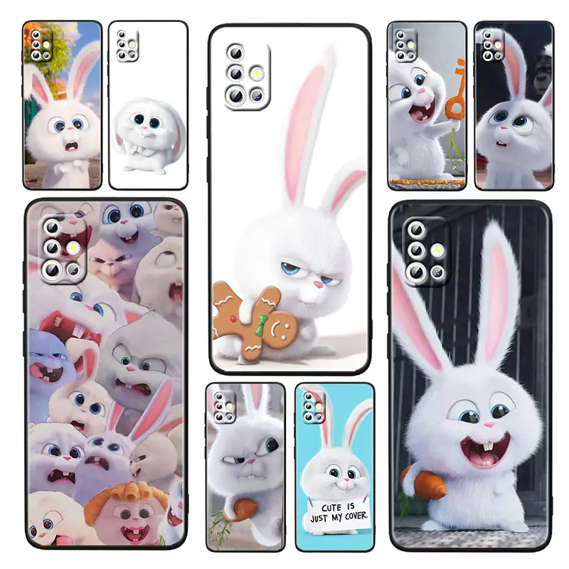

Cute Cartoon Rabbit Soft Shockproof Black Phone Case For Samsung Galaxy A52S 5G A71 A51 A32 5G A12 A21S A31 A41 Capa