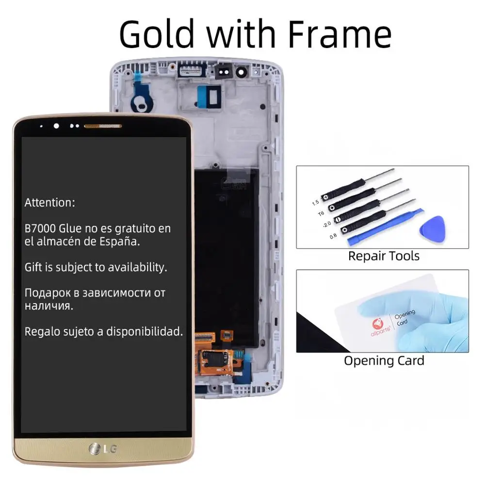 Дисплей для LG Optimus G3 LCD в сборе с тачскрином на рамке Черное Белое Золото D850 D851 D855 - Цвет: with Frame Golden