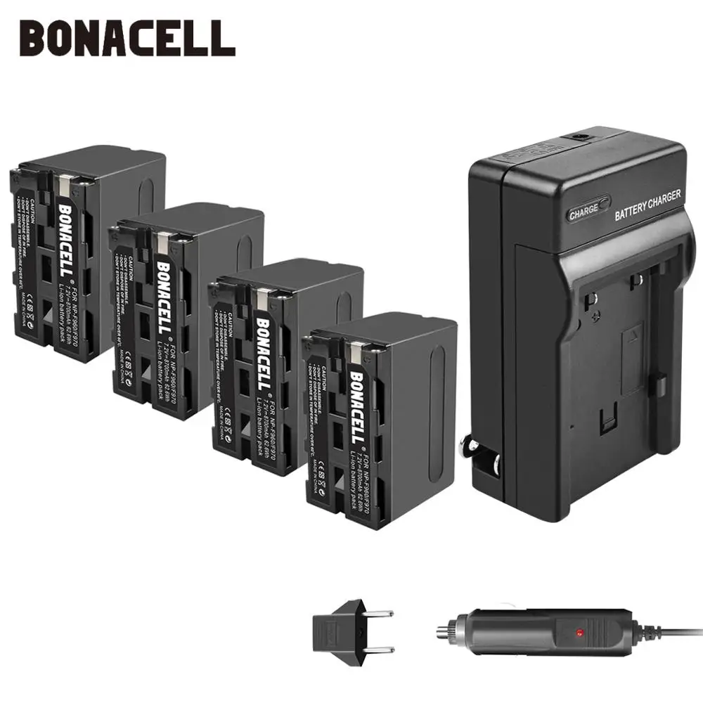 Bonacell 7,2 V 8700 мА/ч, NP-F960 NP-F970 NP F960 F970 F950 Батарея+ Зарядное устройство для sony PLM-100 CCD-TRV35 MVC-FD91 MC1500C L50 - Цвет: 4 Pack Battery