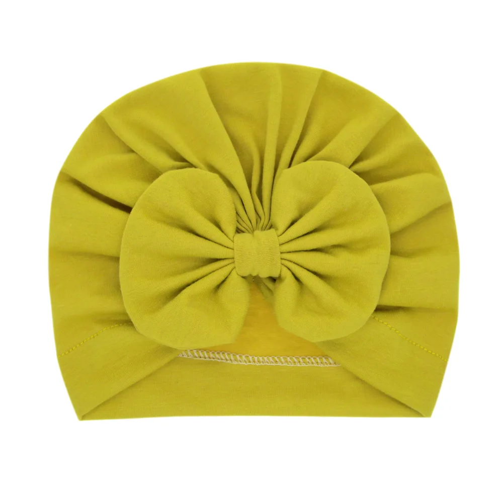 Baby Turban Newborn Solid Bowknot Hat Kids Headband Bow For Girls Cute Cotton Beanie Winter Warm Cap Hats Chirstmas Gift | Детская